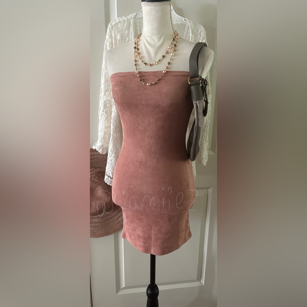 FASHION NOVA Faux Suede Bodycon Sleeveless Tube Mini Dress S